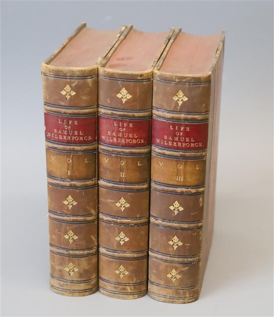 Ashwell, Arthur Rawson - Life of the Right Reverend Samuel Wilberforce, 3 vols, 8vo, half calf, John Murray, London 1880